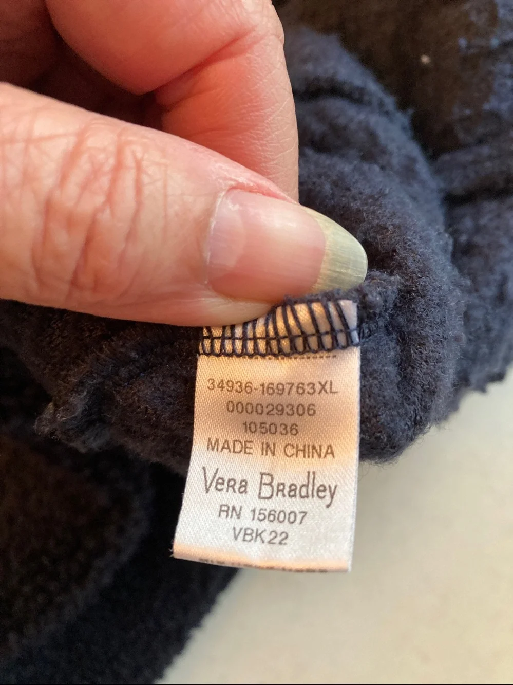 Vera Bradley Navy Sherpa Pullover with Teal Paisley Yoke - Picture 9 of 9